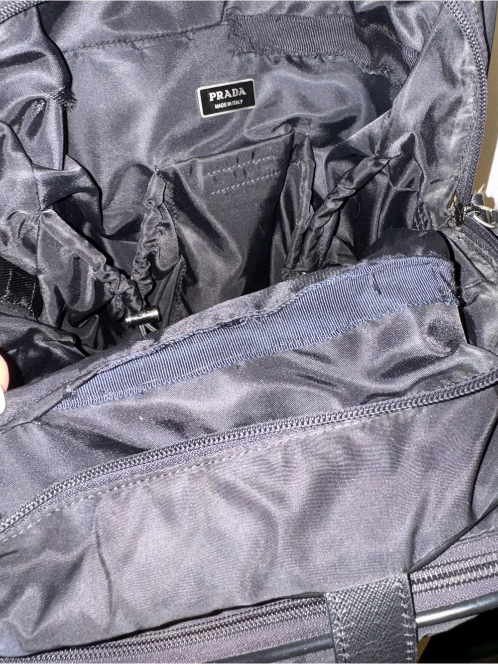 Prada Black Nylon Diaper Bag Tote with Leather Straps